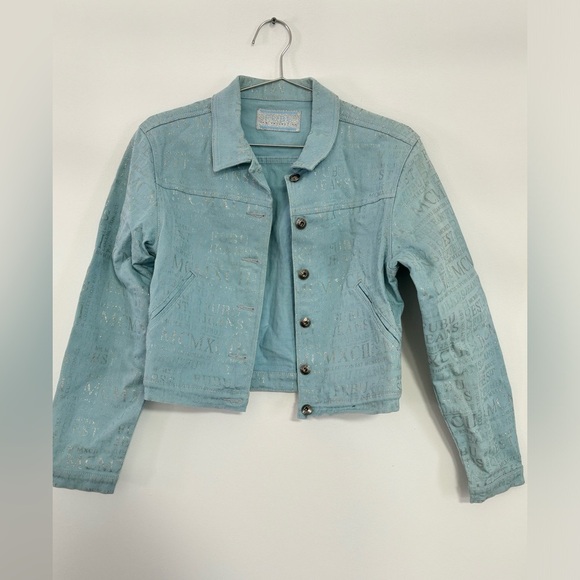 Rare Vintage Fubu Light Blue Denim Jacket Glitter Logo Womens size M - Picture 12 of 12